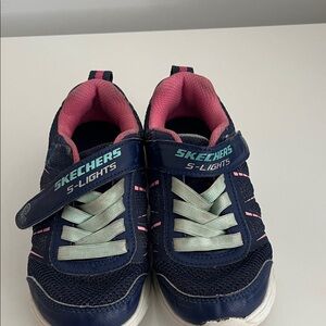 Skechers Kids' Navy and Pink S-Lights Sneakers
